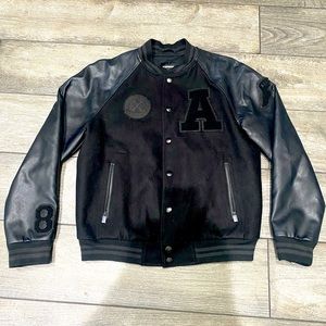 Men's EXPRESS Letterman Jacket Black With 3 Pockets Medium